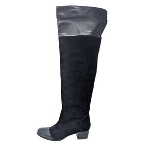 Joie Womens 9 39 Shoes Over The Knee OTK Boots Leather Suede Black Pull On